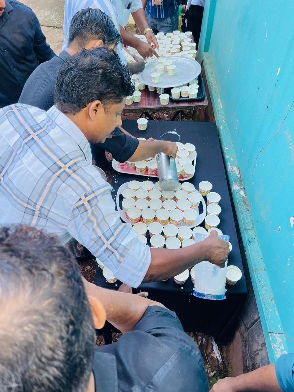 Volunteers preparing refreshments during the rally